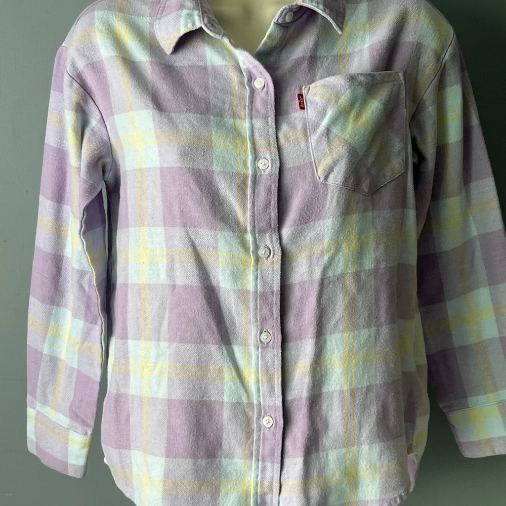 Levi's Kids Plaid Shirt in Purple and Yellow